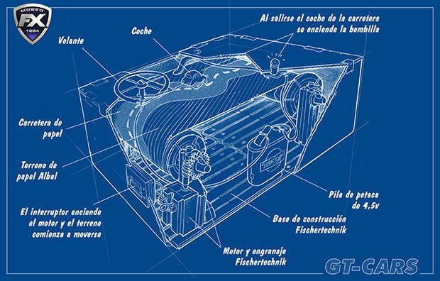 Diseño de la máquina mecánica que construyó Víctor Ruiz replicando una ya existente y que luego convirtió también en videojuego.