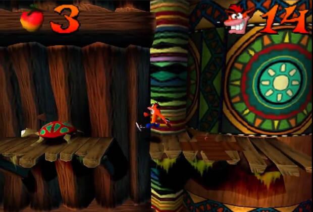El juego también incluía segmentos de corte 2D. El marcador de las vidas es puro Looney Toones.
