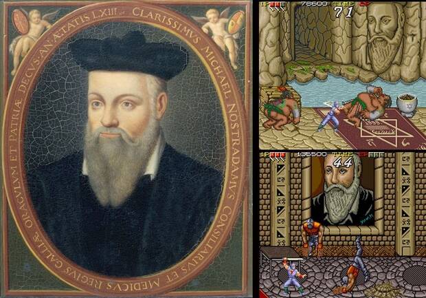 Nostradamus (izquierda) era un ídolo pop para los villanos del juego.