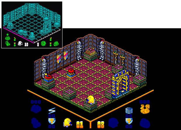 Comparativa de la misma sala en Head Over Heels: Deluxe y en el Head Over Heels original de ZX Spectrum.
