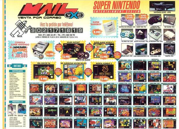 ¿Os imagináis comprar una consola por lo mismo que cuesta un juego? En este catálogo podemos ver cómo una Super Nintendo llegó a costar lo mismo que ‘Doom 64’, por ejemplo: 15.000 pesetas.