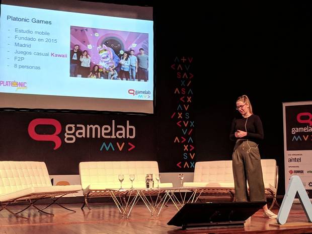 Castro ha impartido numerosas ponencias explicando el modelo de éxito de Platonic, como esta en Gamelab Montevideo.