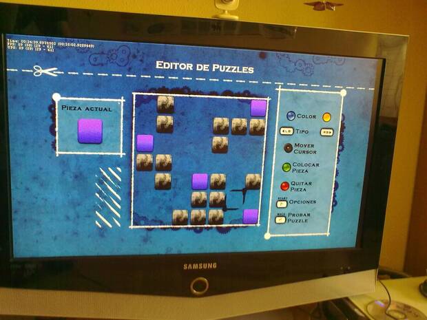 Captura del editor de puzles de Roto’r’Scope funcionando en la Xbox 360 comprada en la tienda de García.