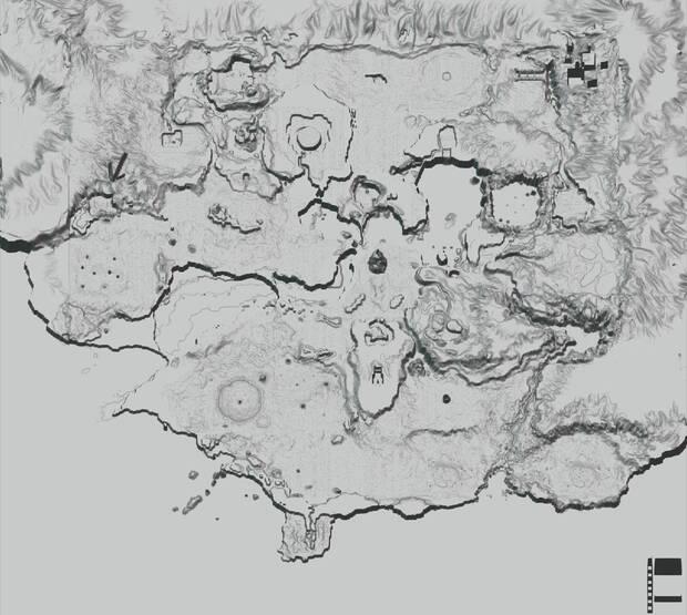 El mapa original, renderizado en 3D para poder apreciar la topografía.