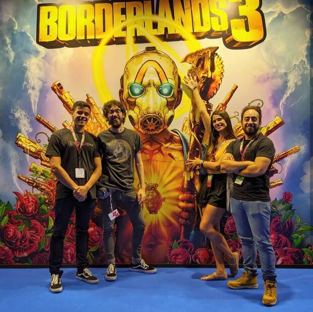 Villasante ha participando en el lanzamiento de otros juegos de 2K como 'Borderlands 3'. En la imagen, de izquierda a derecha: Jorge Bardají, Javier Sastre, María 'Emegé' y Villasante.