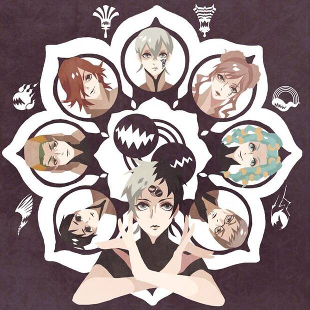 Representación artística del grupo de personajes de Digital Devil Saga y Digital Devil Saga 2