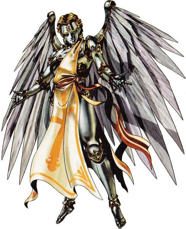 Metatron en un artwork con su apariencia en Shin Megami Tensei: Devil Summoner