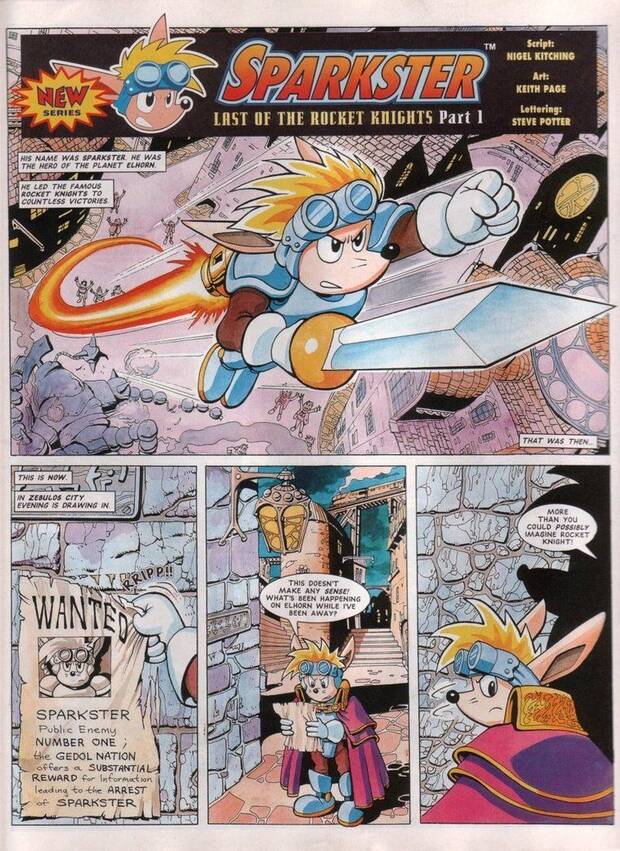Sparkster llegó a protagonizar su propio cómic en la revista inglesa Sonic The Comic.