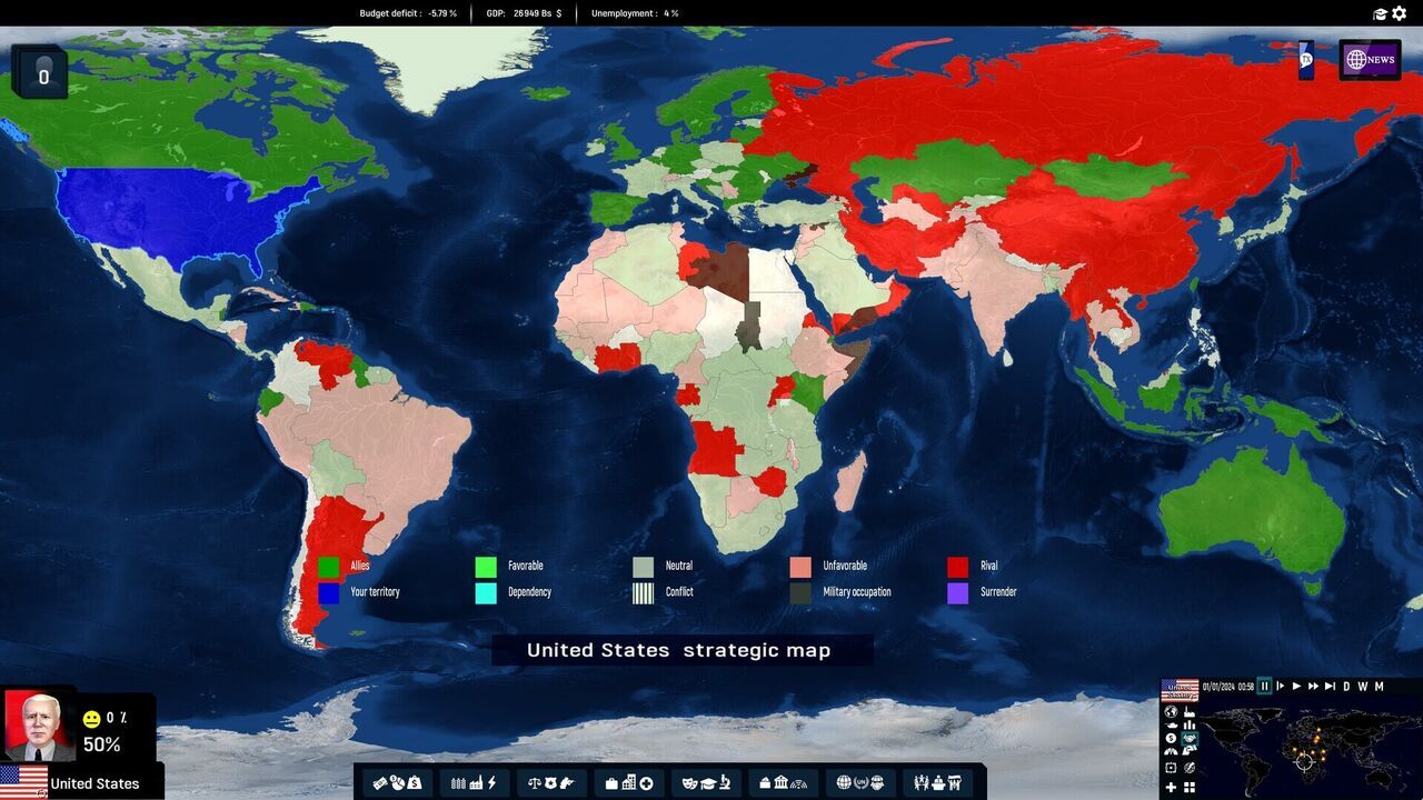 Usa Map Simulator Geo-Political Simulator 5 - Videojuego (PC) - Vandal