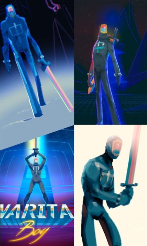 Diseños conceptuales del protagonista de 'Narita Boy' pertenecientes a la página del Kickstarter del juego.