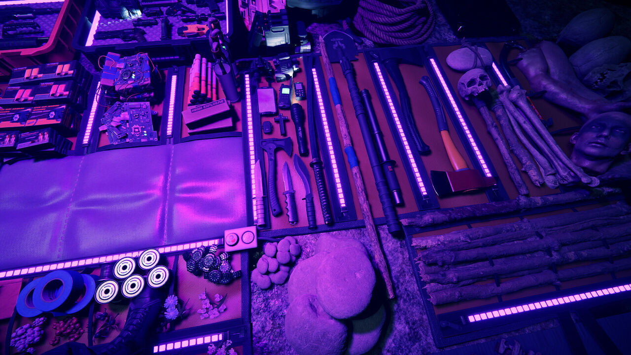 Sons of the Forest - Imagen con armas y objetles del juego
